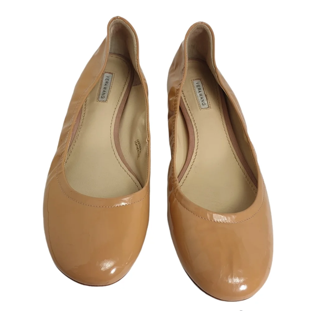 leather upper nude ballet flat slip-on flexible minimalist comfort and style 7.5